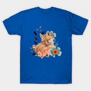 Boho Vintage Floral Wild Fox T-Shirt